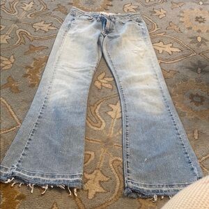 Levi's Blue Flare Wide Leg Jeans with  Faded Look